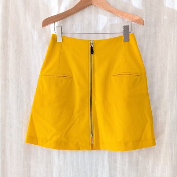 Risto Yellow A-line Mini Skirt with Full Front Black Zipper, size S - Picture 1 of 7